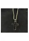Antik Gotik Gümüş Kaplama Unisex Haç Işareti Zincirli Kolye
