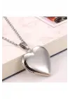 Antik Gümüş Kaplama El Yapımı Fotoğraflı Içi Açılır, Kalp Biçimli, Kapaklı Zincirli Kolye