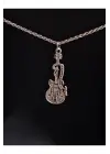 Antik Gümüş Kaplama Gitar Müzik Rock Unisex Sembol Tasarım Kolye