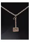 Antik Gümüş Kaplama Marvel Avengers Thor Çekiç Sembol Unisex Zincirli Hediyelik Kolye