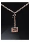 Antik Gümüş Kaplama Marvel Avengers Thor Çekiç Sembol Unisex Zincirli Hediyelik Kolye