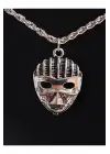 Antik Gümüş Kaplama Maske Unisex Zincirli Kolye