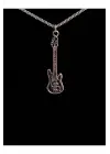 Antik Gümüş Kaplama Metalika Gitar Guitar Heart Unisex Kolye