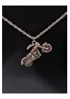 Antik Gümüş Kaplama Motorcu Moto Stil Sembol Unisex Zincirli Kolye