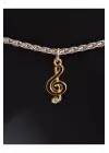 Antik Gümüş Kaplama Müzik Sol Melody Unisex Zincirli Hediyelik Kolye