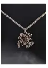 Antik Gümüş Kaplama Pink Floyd Rock Yazılı Heart Unisex Kolye