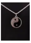 Antik Gümüş Kaplama Sembol Ying-Yang Zincirli Unisex Kolye
