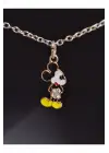 Antik Gümüş Kaplama Sevimli Micky Mouse Sanrio Unisex Zincirli Hediyelik Kolye