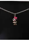 Antik Gümüş Kaplama Sevimli Micky Sanrio Unisex Zincirli Hediyelik Kolye