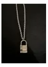 Antik Gümüş Kaplama Unisex Ihtişamlı Kilit Zincirli Kolye