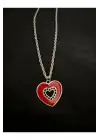 Antik Gümüş Kaplama Unisex Kalp Derinliği Zincirli Kolye