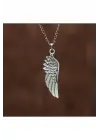 Antik Gümüş Kaplama Unisex Kartal Kanadı Figürlü Erkek Çelik Zincirli Kolye