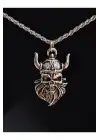 Antik Gümüş Kaplama Wikings Kafa War Heart Unisex Kolye