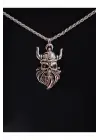 Antik Gümüş Kaplama Wikings Kafa War Heart Unisex Kolye