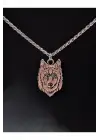 Antik Gümüş Kaplama Wolf Kurt Sembol Unisex Çelik Zincirli Kolye