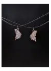 Antik Kaplama Beyaz Best Friends Kelebek Arkadaşlık Mıknatıslı Unisex İkili Kolye