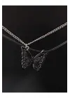 Antik Paslanmaz Çelik 2li Kelebek Butterfly Mıknatıslı Kolye Seti