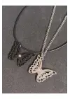 Antik Paslanmaz Çelik 2li Kelebek Butterfly Mıknatıslı Kolye Seti