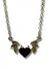 El Yapımı Antik Gotik Gümüş Kaplama Unisex Kalp Heart Decor Çift Kanat Unisex Zincirli Kolye
