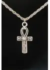 Gümüş Kaplama Antik Paslanmaz Çelik Haç Işareti Gri Deseart Kolye