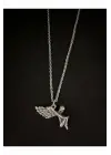 Gümüş Kaplama Paslanma Çelik Unisex Doğal Angel Melek Kız Aksesuar Zincirli Kolye