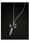 Gümüş Kaplama Paslanmaz Çelik Unisex Tanrıça Siyah Bijuteri Sword Kolye