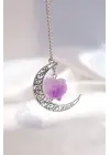 İhtişamlı Doğal Taş Amestistli Moon Hediyelik Kolye