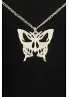 Paslanmaz Çelik Retro Vintage Aesthetic Grey Butterfly Zincirli Kolye