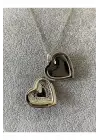 Retro Antik El Yapımı Kalp Şeklinde Üstü Kalp Desenli Içi Açılan Kolye