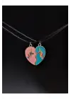 Retro Vintage Gökkuşağı Best Friends Sevimli Mıknatıslı Unisex 2li Kolye