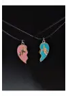 Retro Vintage Gökkuşağı Best Friends Sevimli Mıknatıslı Unisex 2li Kolye