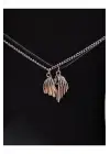 Retro Vintage Heart Birleşen Kanat Yarasa 2li Hediyelik Mıknatıslı Kolye