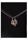 Retro Vintage Heart Birleşen Kanat Yarasa 2li Hediyelik Mıknatıslı Kolye