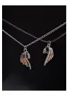 Retro Vintage Heart Birleşen Kanat Yarasa 2li Hediyelik Mıknatıslı Kolye
