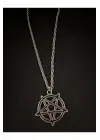 Siyah Gümüş Kaplama Paslanmaz Çelik Unisex Gotik Pentegram Aksesuar Zincirli Kolye