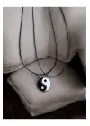 Unisex 2li Yin Yang Suni Deri İpli Kolye Arkadaşlık, Çift kolye, Sevgili Kolye