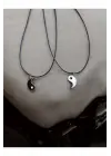 Unisex 2li Yin Yang Suni Deri İpli Kolye Arkadaşlık, Çift kolye, Sevgili Kolye