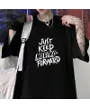 Just Keep Siyah Unisex Oversize T-Shirt