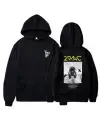 2Pac Baskılı Siyah Unisex Oversize Kapüşonlu Sweatshirt