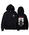 2Pac Shakur Baskılı Siyah Unisex Oversize Kapüşonlu Sweatshirt