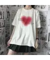 Aesthetic Heart Baskılı Beyaz Unisex Oversize T-Shirt