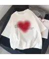 Aesthetic Heart Baskılı Beyaz Unisex Oversize T-Shirt