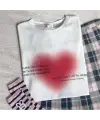 Aesthetic Heart Baskılı Beyaz Unisex Oversize T-Shirt