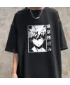Anime Bakugou Baskılı Siyah Unisex Oversize T-Shirt