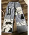 Anime Baskı Streetwear Baggy Mavi Pantolon