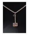 Antik Gümüş Kaplama Marvel Avengers Thor Çekiç Sembol Unisex Zincirli Hediyelik Kolye