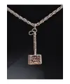 Antik Gümüş Kaplama Marvel Avengers Thor Çekiç Sembol Unisex Zincirli Hediyelik Kolye