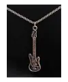 Antik Gümüş Kaplama Metalika Gitar Guitar Heart Unisex Kolye