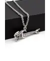 Antik Gümüş Kaplama Müzik Kurukafa Elektro Gitar Unisex Kolye