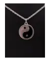 Antik Gümüş Kaplama Sembol Ying-Yang Zincirli Unisex Kolye
